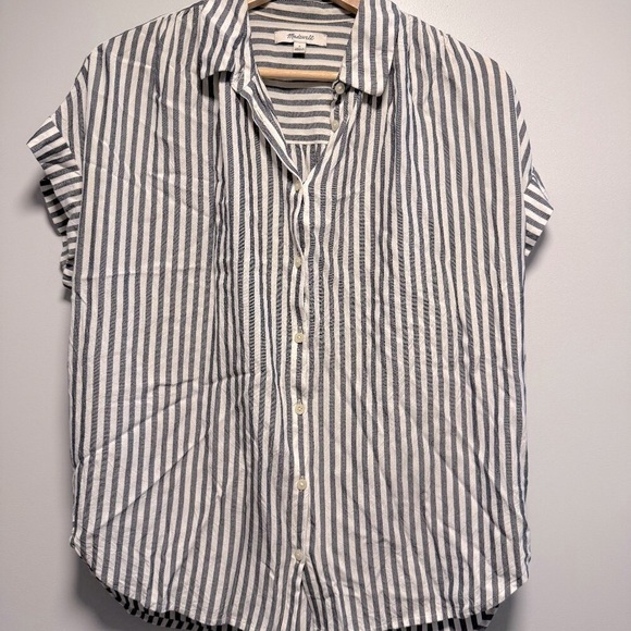 Madewell Tops - Madewell Grey & White Stripe Button Up Shirt Small